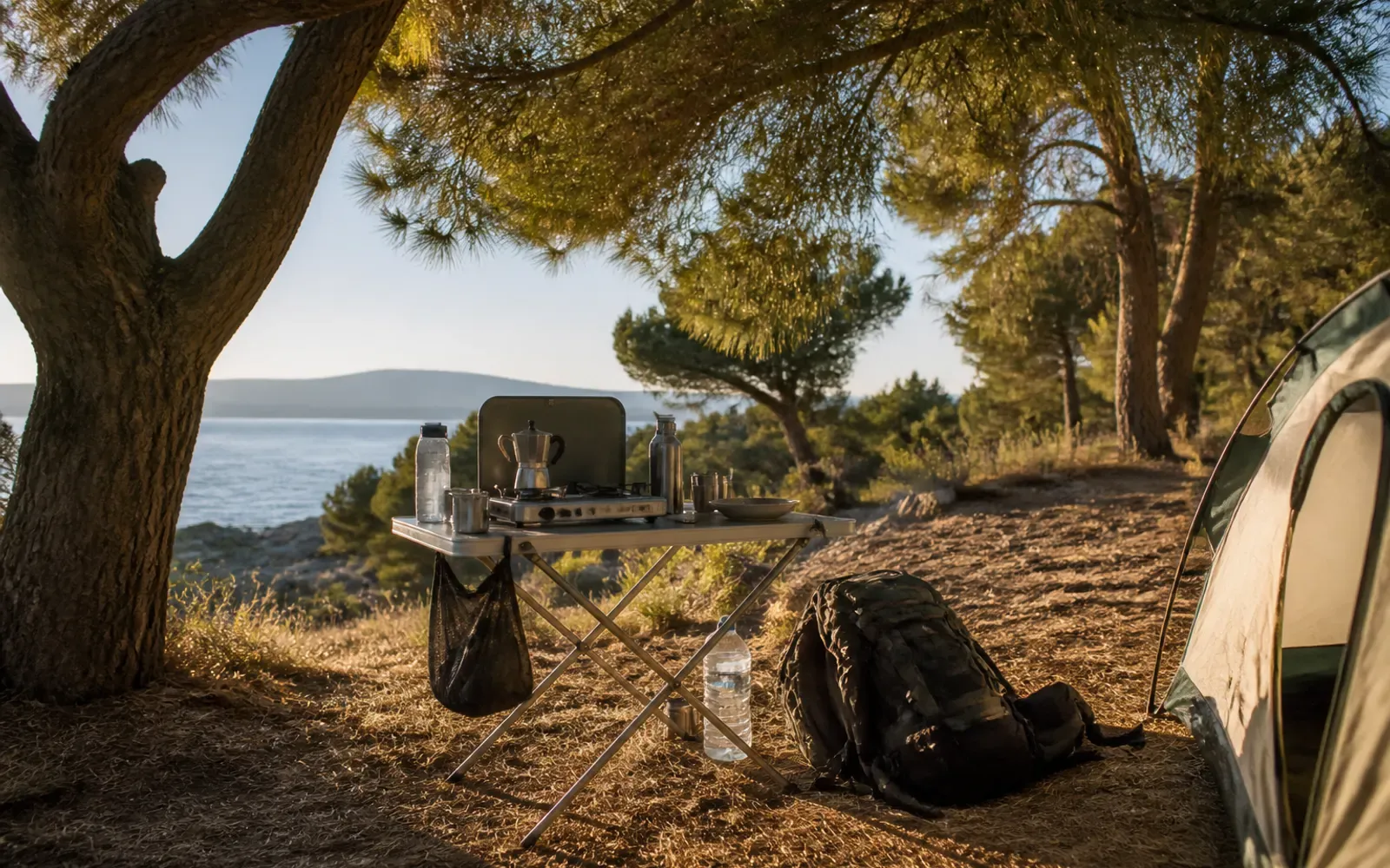 Çadır kampı mutfağı ve açık hava düzeni